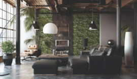 Behang stenen muur met mos