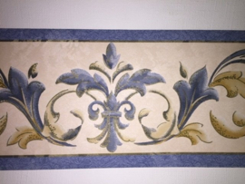 klassiek behangrand blauw creme bloemen 1234-2