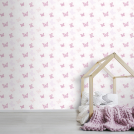 Roze Wit Vlienderbehang 100114