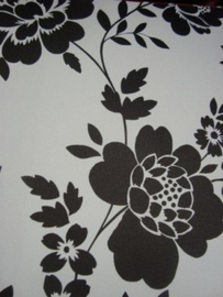 modern bloemen behang zwart wit