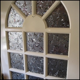Statische raam glas in lood effect bloemen  -40