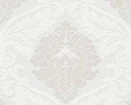 Wit Barok Behang ( met glitters) 313911