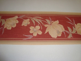 rood beige modern bloemen behangrand