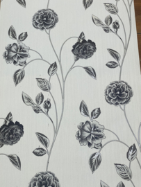 Grijs Zwart Bloemen Behang 9705-15