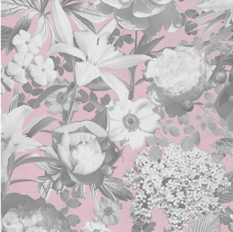 Wonderbaar Bloemen Behang zilver roze vliesbehang | Bloemen Behang | Euro KH-22