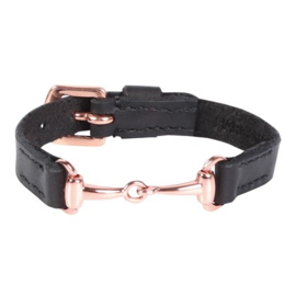 HARRY'S HORSE ARMBAND LEDER BIT ZWART ROSE GOLD