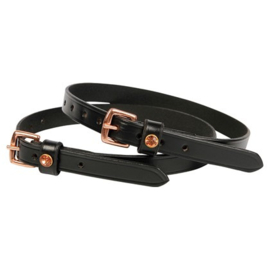 HARRY'S HORSE SPORENBANDJES ZWART LEDER ROSE GOLD