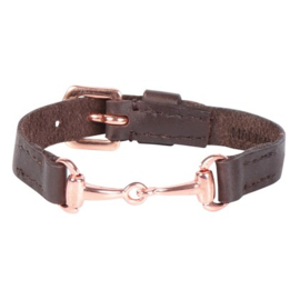 HARRY'S HORSE ARMBAND LEDER BIT BRUIN ROSE GOLD