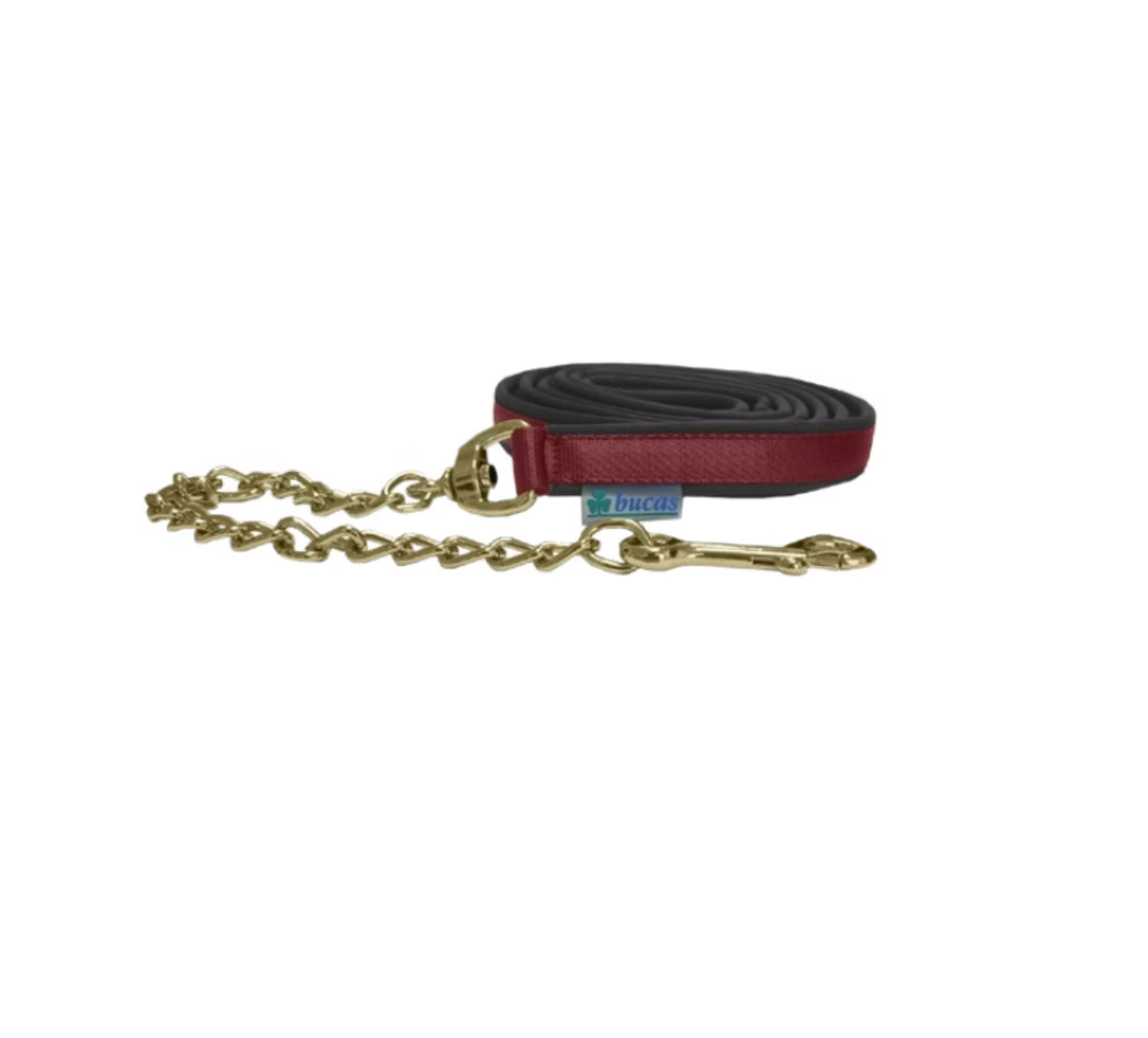 BUCAS SHOW LINE STALLION GOLD CHAIN LEAD REIN BURGUNDY