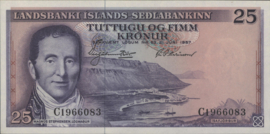 Ijsland  P39 25 Krónur 1957