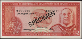 Tonga  P20.e 2 Pa'anga 1978 SPECIMEN