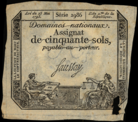 France - Domaines Nationaux  PA70.b 50 Sols 1793