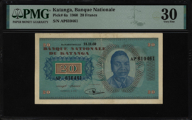 Katanga   P6 20 Francs 1960 PMG30