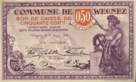 België - Noodgeld - Wegnez  50 Centimes 1915