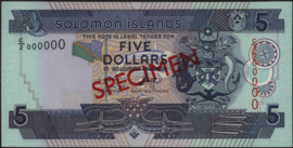 Salomonseilanden  P26 5 Dollars 2004-'18 (No date) SPECIMEN