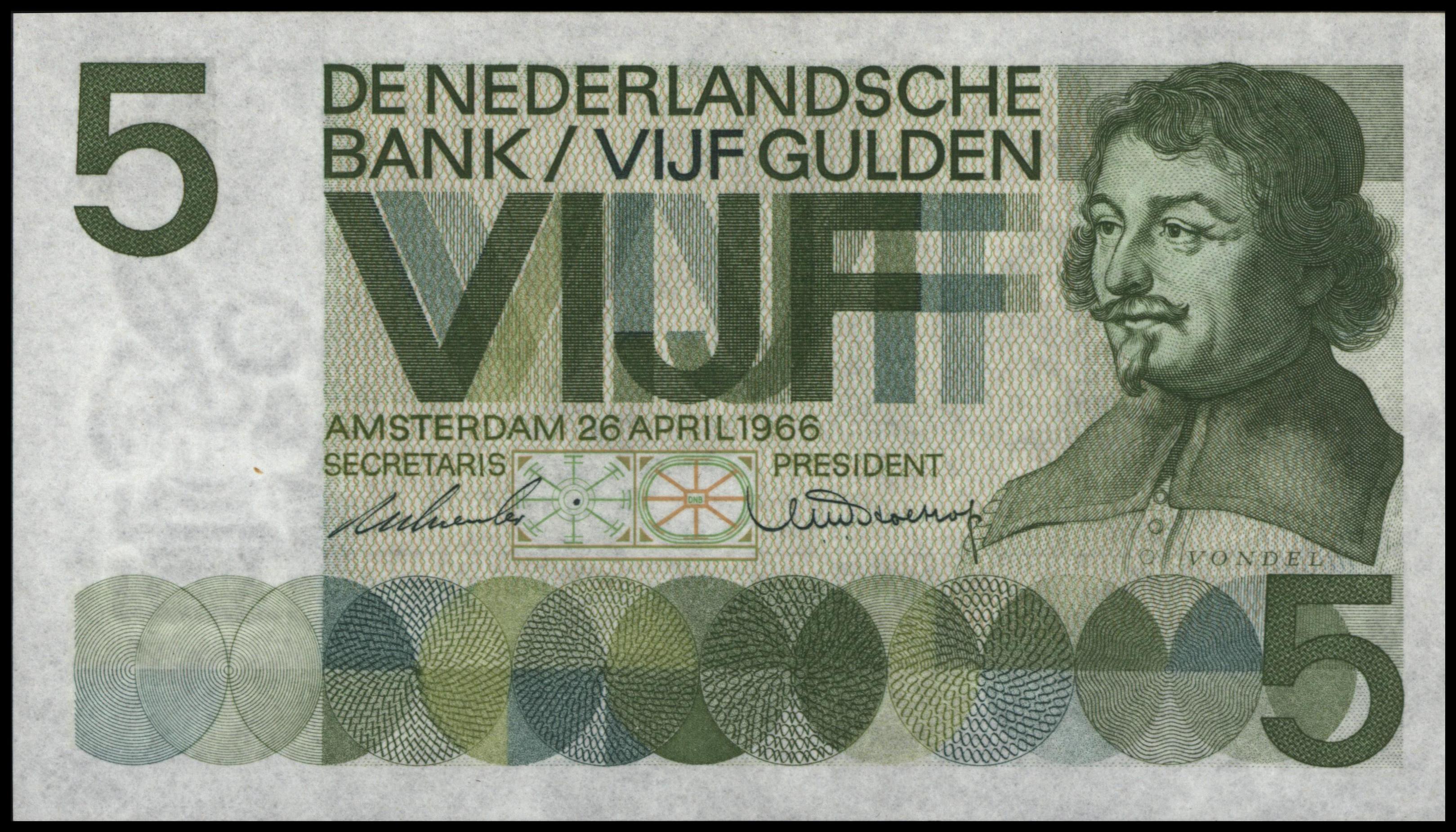Nederland - Bankbiljet  PL22.c1 5 Gulden 1966