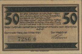 Duitsland - Noodgeld - Gernrode Grab/Mehl.:423.2.a2 50 Pfennig 1921