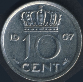 Sch. 1179 10 Cent 1967 Nikkelkleurig