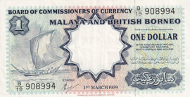 Malaya en Brits Borneo   P8A.a 1 Dollar 1959