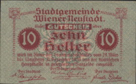 Oostenrijk - Noodgeld - Wiener Neustadt KK.:1230.II 10 Heller 1920
