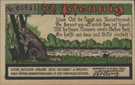 Duitsland - Noodgeld - Beverstedt   Grab/Mehl.:98 50 Pfennig 1922