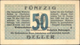 Oostenrijk - Noodgeld - Weitersfelden KK. 1164.I 50 Heller 1920