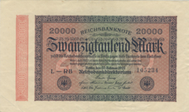 Duitsland P085 20.000 Mark 1923-02-20 Ros.084.g Wmk: Hekwerk met 8