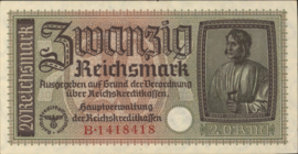 Reichskredit-kassenscheine PL1300.5.a 20 Reichsmark 1939
