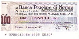 La Banca Popolare di Novara - 100 Lire
