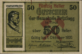 Oostenrijk - Noodgeld - Brixlegg KK.: 104 50 Heller 1920