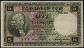 Ijsland  P32.a 5 Kronur 1928