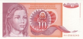 Joegoslavië P103 10 Dinara 1990