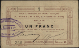 Frankrijk - Noodgeld - Houdain-lez-Bavay JPV-59.1396 1 Franc (No date)