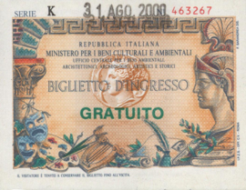 Italië Toegangsbewijzen - Biglietto D'Ingresso  Gratuito 2000