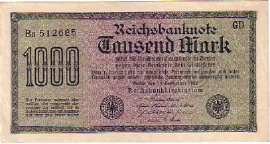 Germany Ros075: Reichsbanknote Tausend Mark 1922 1.000 Mark