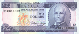 Barbados  P42 2 Dollars 1993 (No date)