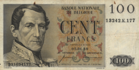 Belgium P129.c 100 Francs 1952-1959