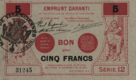 France - Emergency - Valenciennes JPV-59.2545 5 Francs 1914