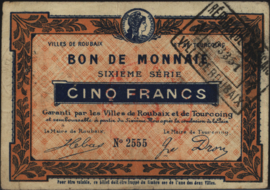 Frankrijk - Noodgeld - Roubaix et de Tourcoing JPV-59.2081 5 Francs 1915 (No date)