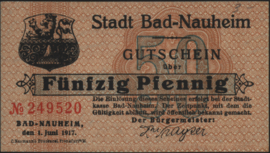 Duitsland - Noodgeld -  Nauheim, Bad Grab. 925.1.a2 50 Pfennig 1917