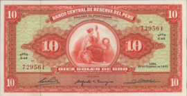 Peru  P88.a 10 Soles de oro 1965