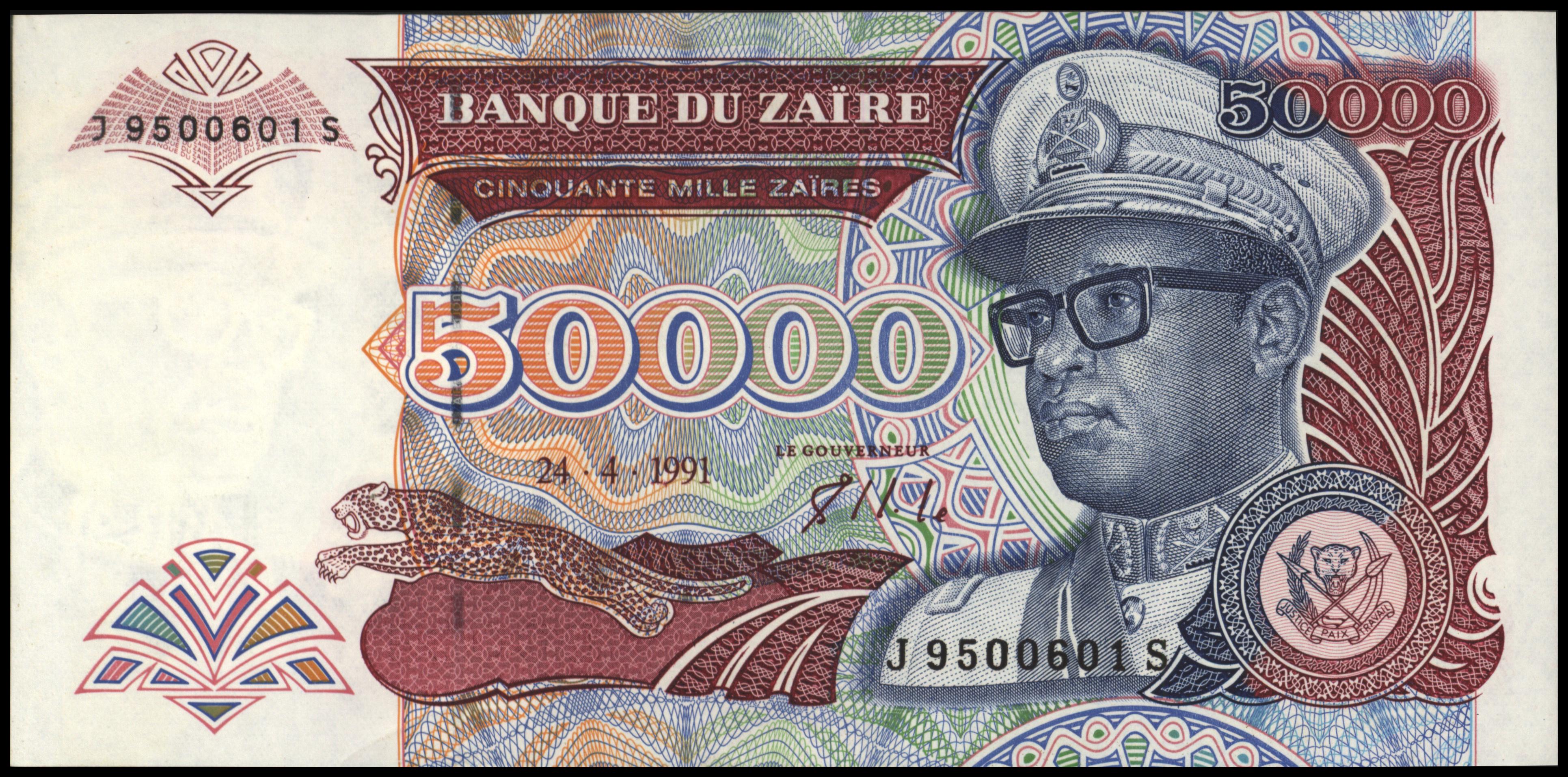 Zaïre (Congo Kinshasa)  P40 50.000 Zaïres 1991