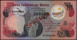 Malta  P36.PCS1 10 Liri 1967 SPECIMEN
