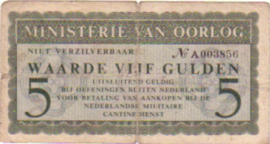 PL1805.2 Netherlands Ministery of War: 5 Gulden No Date (±1954) Fine