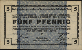 Germany - POW Tiesen: KNB05.12 5 Pfennig 1915