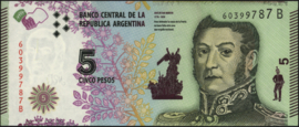 Argentina P359 5 Pesos 2015 (No date)