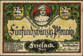 Duitsland - Noodgeld - Friesack Grab.: 396 25 Pfennig 1921