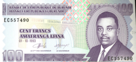 Burundi  P37.a 100 Francs 1993