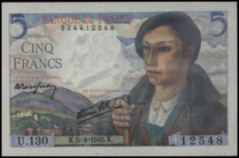 Frankrijk  P98.a 5 Francs 1945