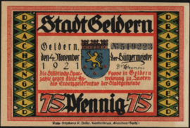 Duitsland - Noodgeld - Geldern Grab.: 416 75 Pfennig 1921